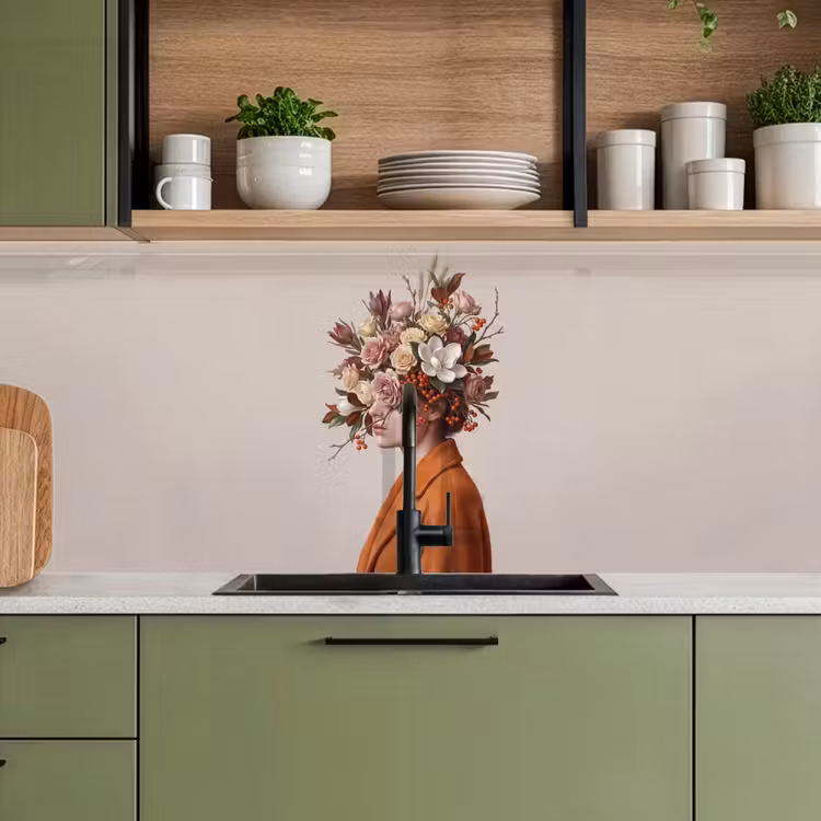 Keuken achterwand - Gezicht - Boeket - Kleurrijk — 5