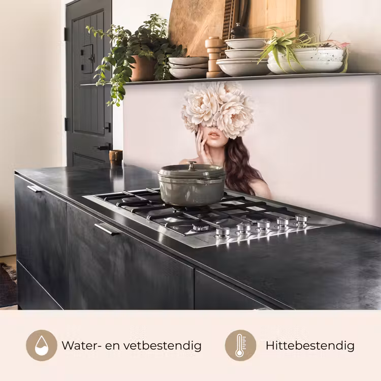 Keuken achterwand - Gezicht - Pioenrozen - Crème — 3