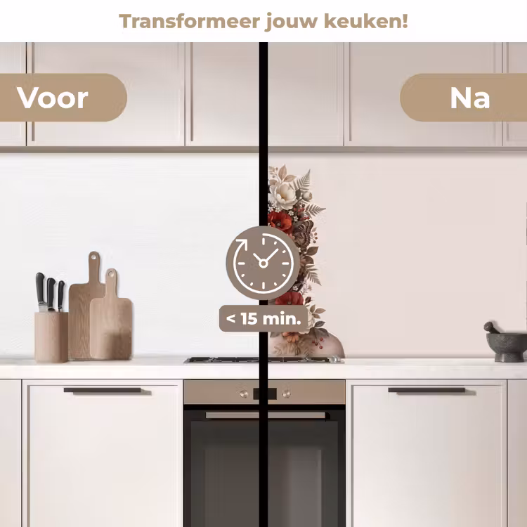 Keuken achterwand - Portret - Bloemen - Cremé — 2