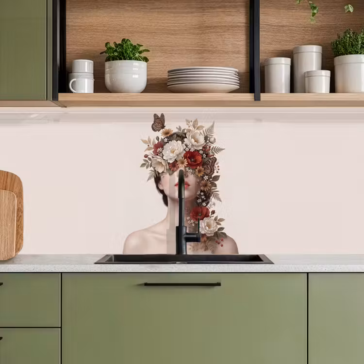 Keuken achterwand - Portret - Bloemen - Cremé — 5