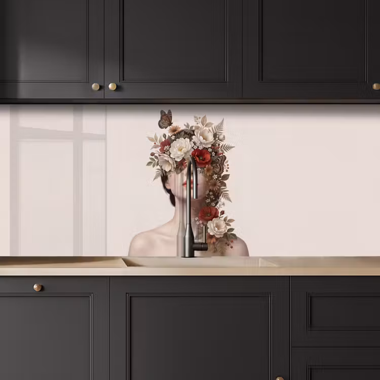 Keuken achterwand - Portret - Bloemen - Cremé — 6