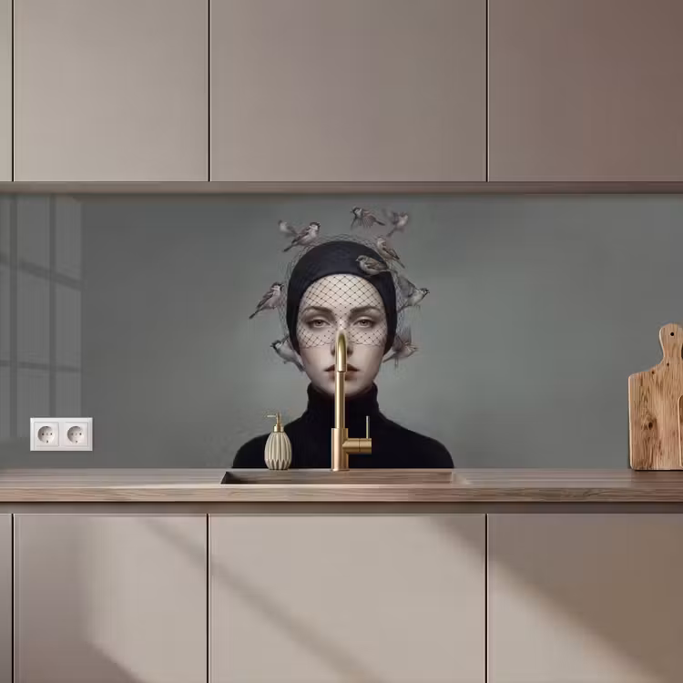 Keuken achterwand - Portret - Vogels - Zwart — 1