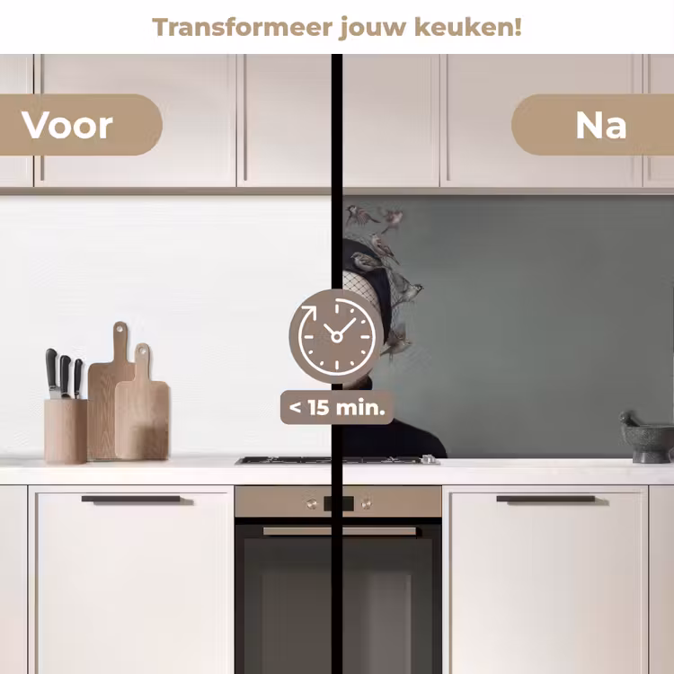 Keuken achterwand - Portret - Vogels - Zwart — 2