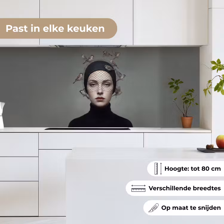 Keuken achterwand - Portret - Vogels - Zwart — 4
