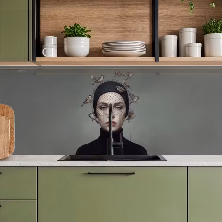 Keuken achterwand - Portret - Vogels - Zwart — 5