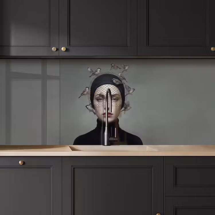 Keuken achterwand - Portret - Vogels - Zwart — 6