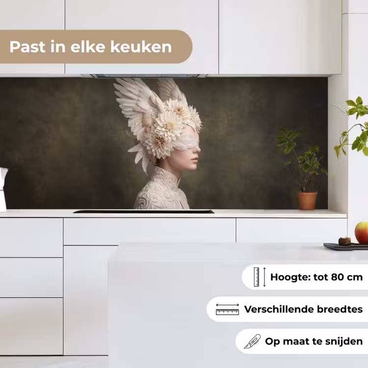 Keuken achterwand - Vleugels - Vrouw - Wit — 4