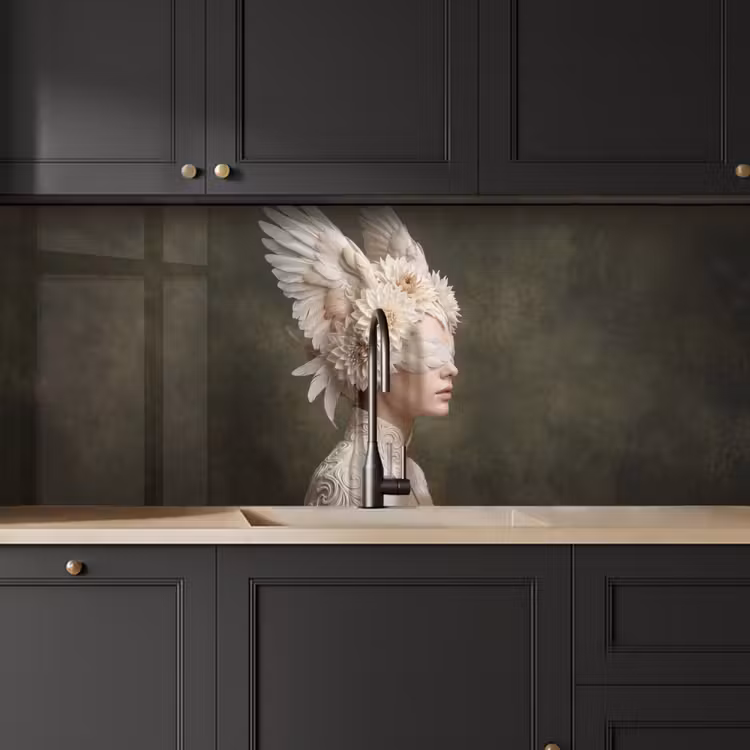 Keuken achterwand - Vleugels - Vrouw - Wit — 6