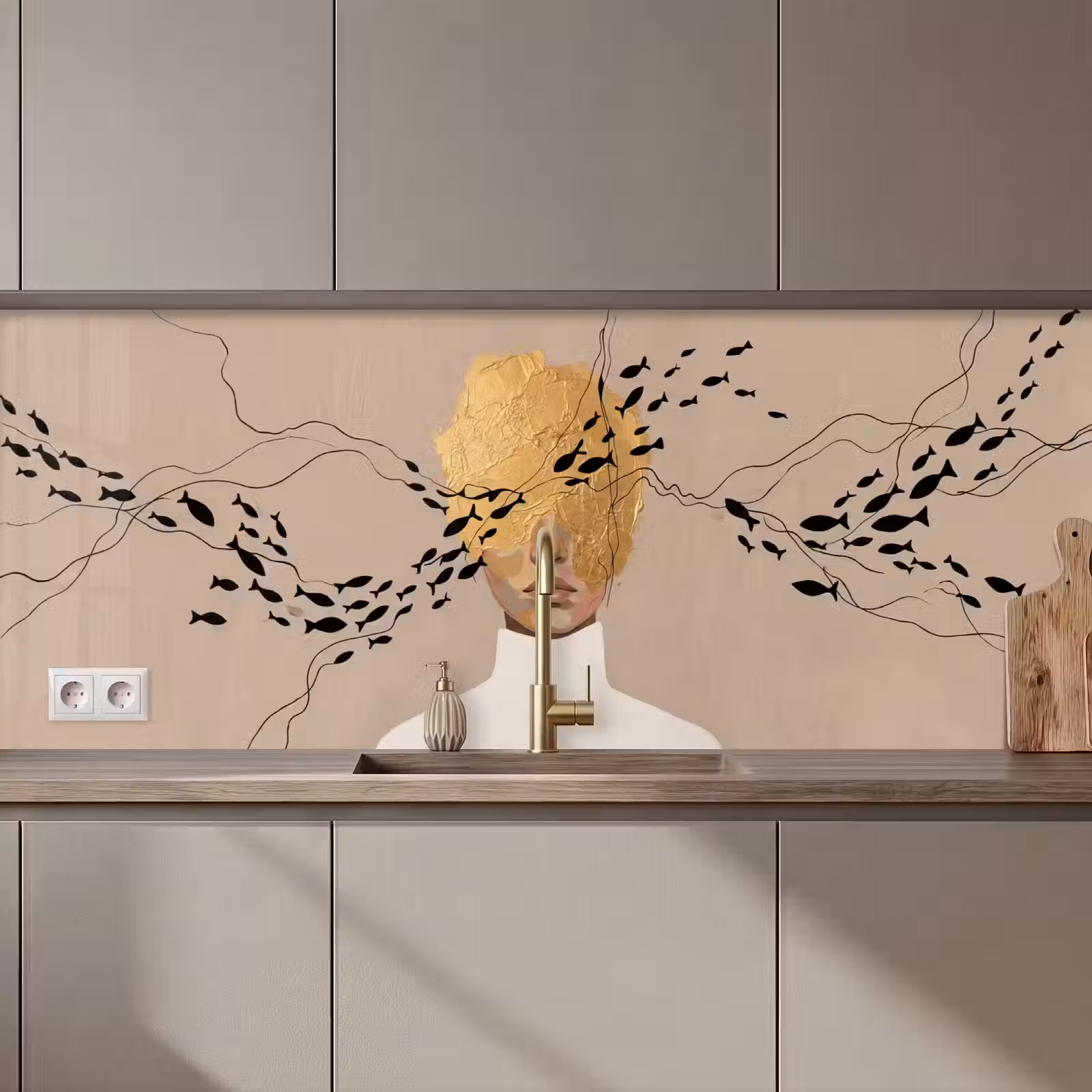 Keuken achterwand - Modern - Vrouw - Goud — 1