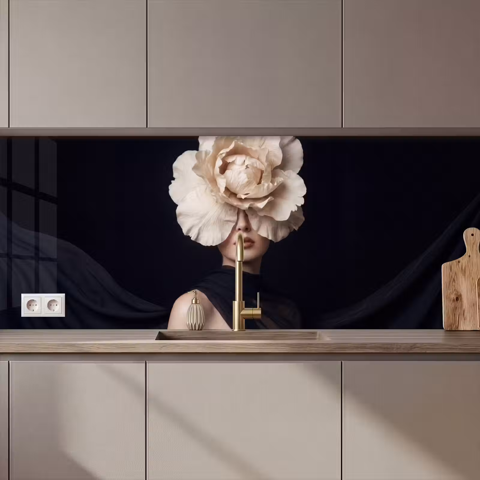 Keuken achterwand - Roos - Tijdloos - Zwart — 1