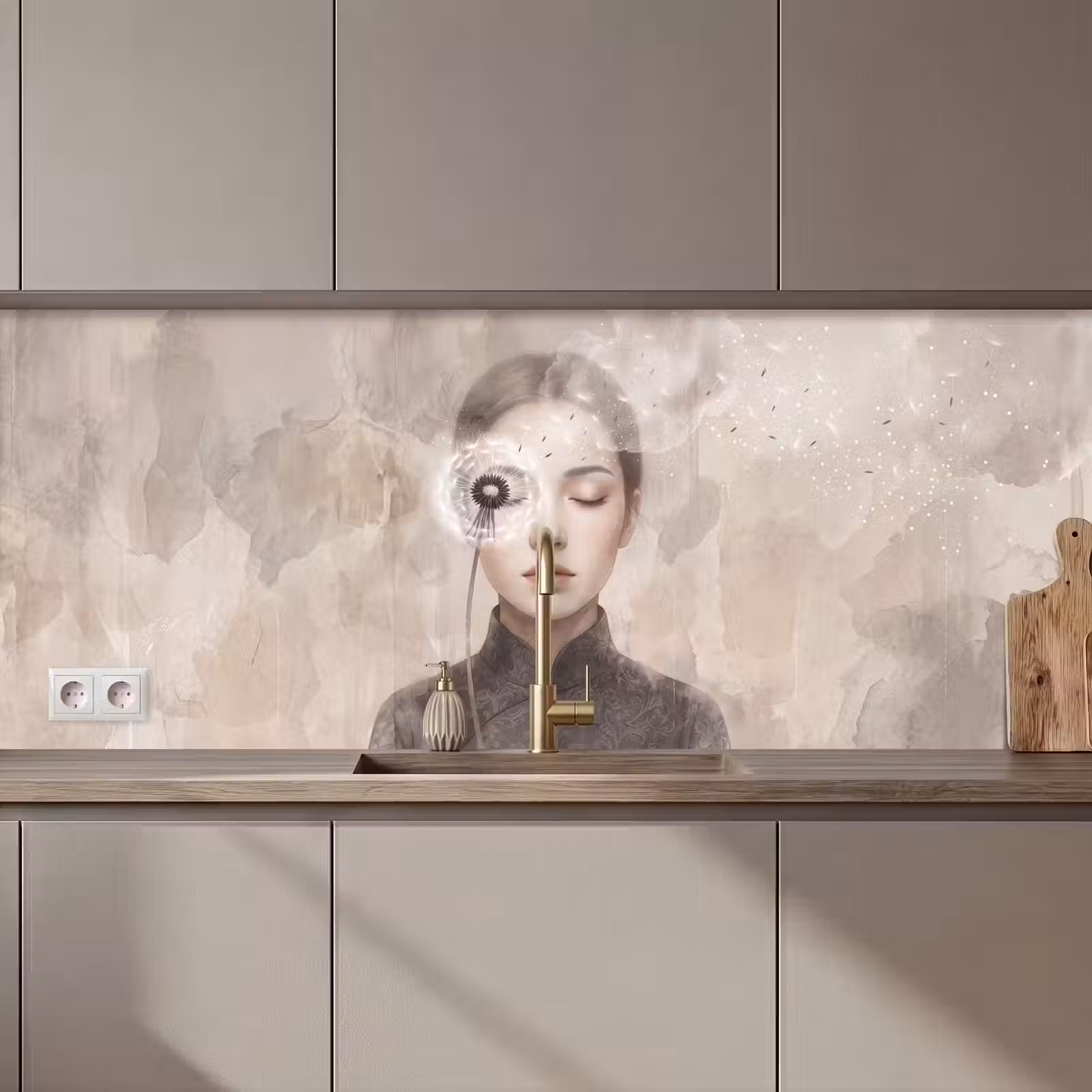 Keuken achterwand - Vrouw - Sereen - Grijs — 1
