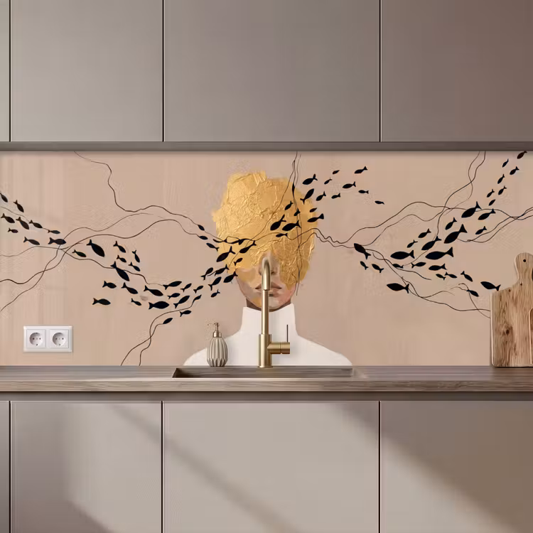 Keuken achterwand - Modern - Vrouw - Goud — 1