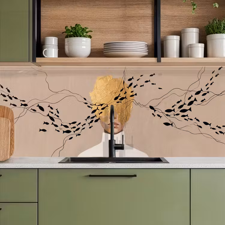 Keuken achterwand - Modern - Vrouw - Goud — 5