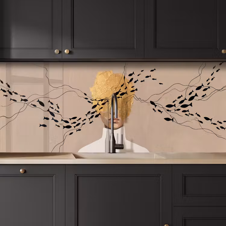 Keuken achterwand - Modern - Vrouw - Goud — 6