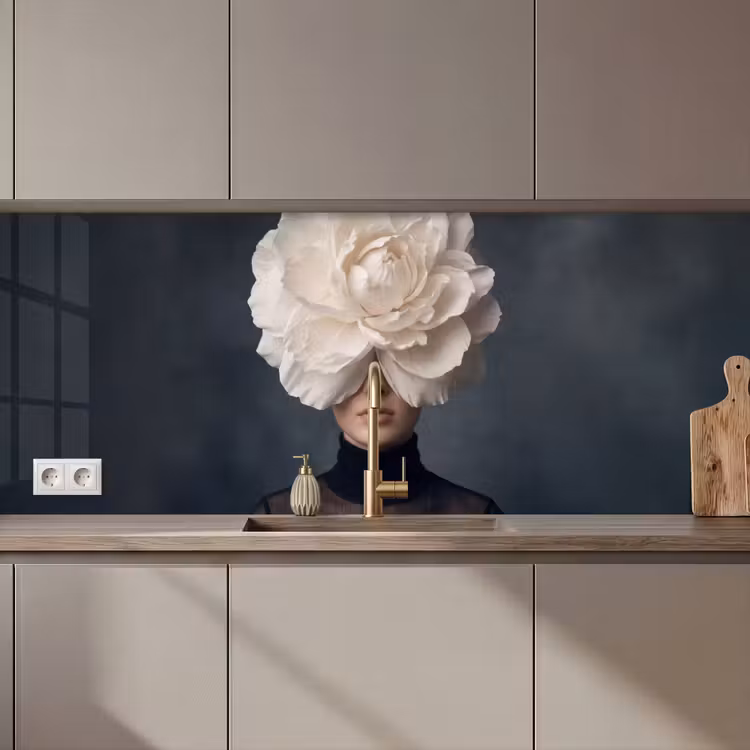 Keuken achterwand - Portret - Mysterieus - Wit — 1