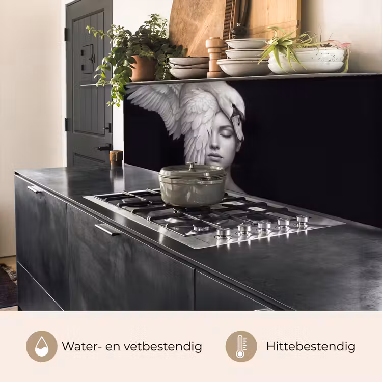 Keuken achterwand - Portret - Zwaan - Zwart - Wit — 3