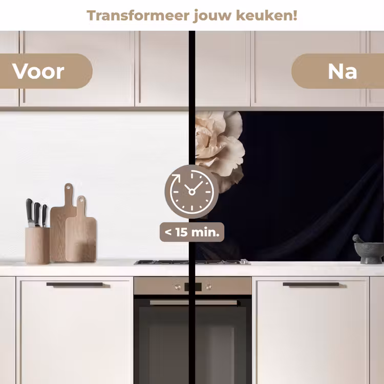 Keuken achterwand - Roos - Tijdloos - Zwart — 2