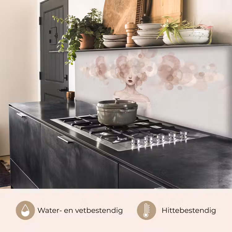 Keuken achterwand - Vrouw - Cirkels - Beige — 3