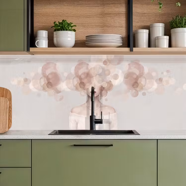 Keuken achterwand - Vrouw - Cirkels - Beige — 5