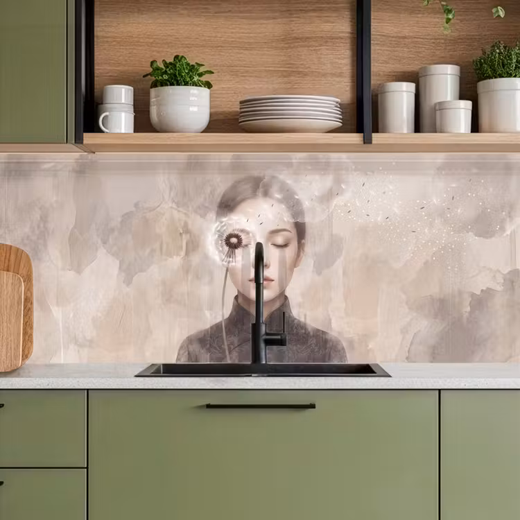 Keuken achterwand - Vrouw - Sereen - Grijs — 5