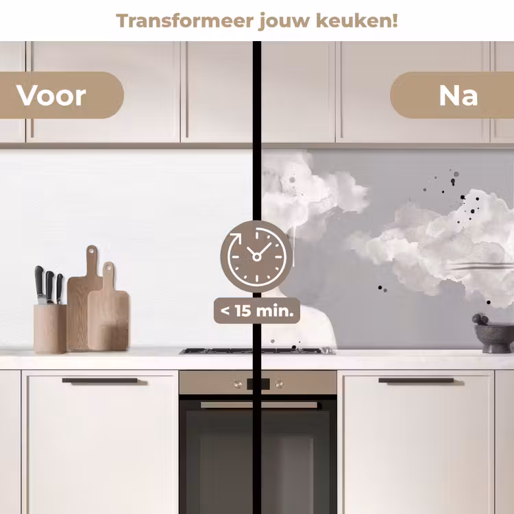 Keuken achterwand - Vrouw - Wolk - Grijs — 2