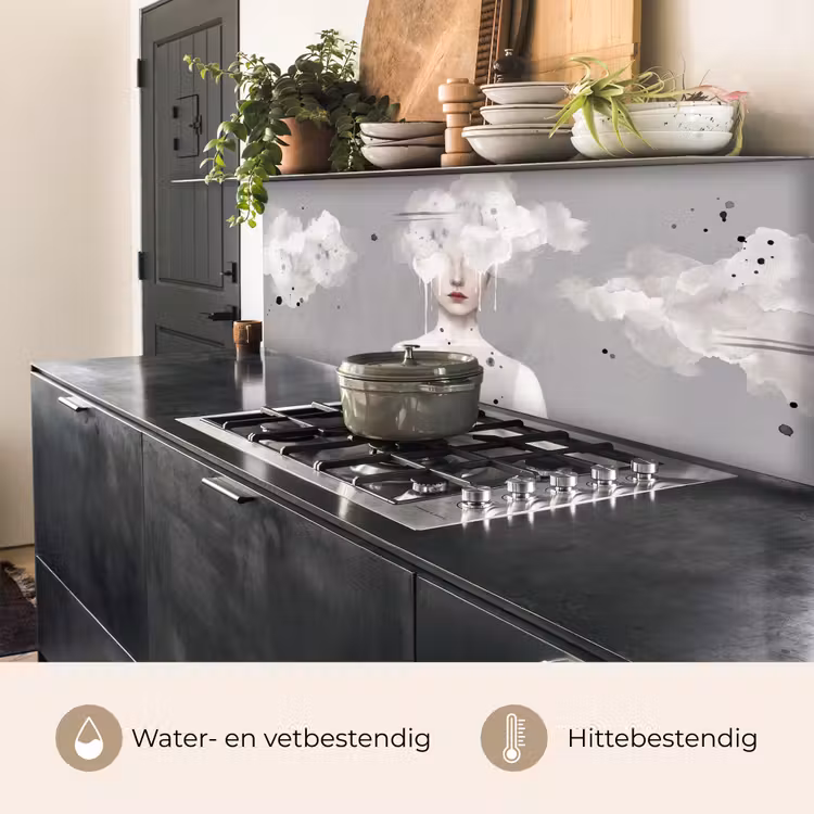 Keuken achterwand - Vrouw - Wolk - Grijs — 3