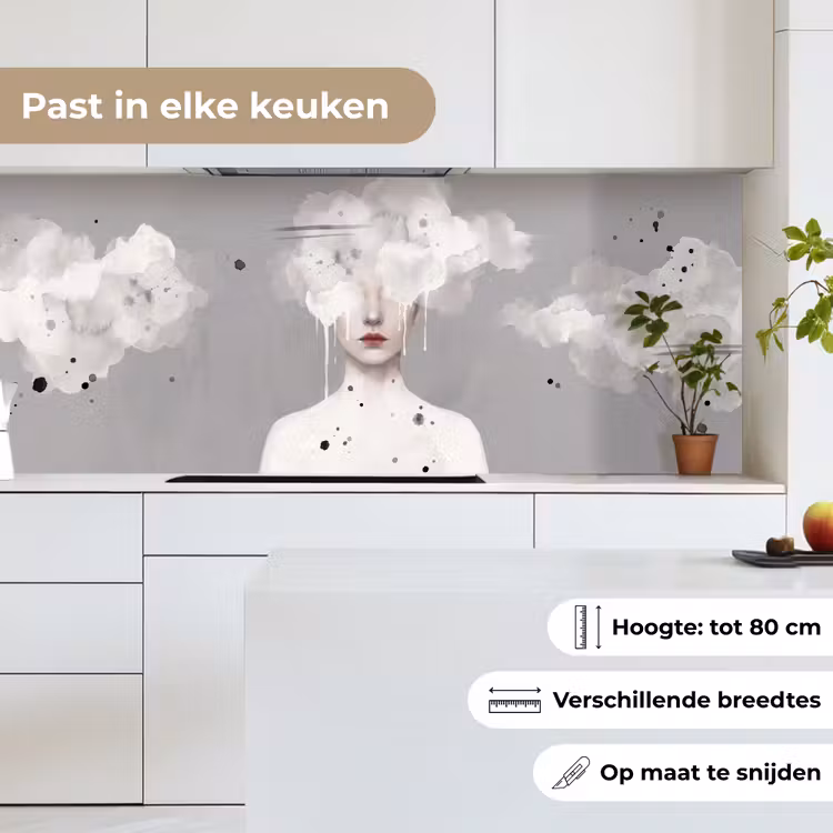 Keuken achterwand - Vrouw - Wolk - Grijs — 4
