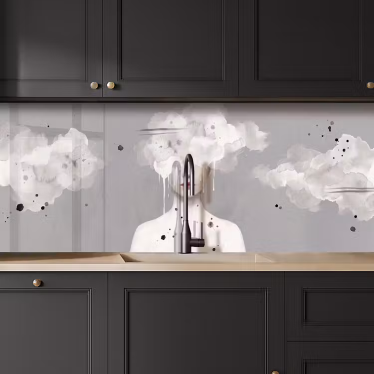 Keuken achterwand - Vrouw - Wolk - Grijs — 6