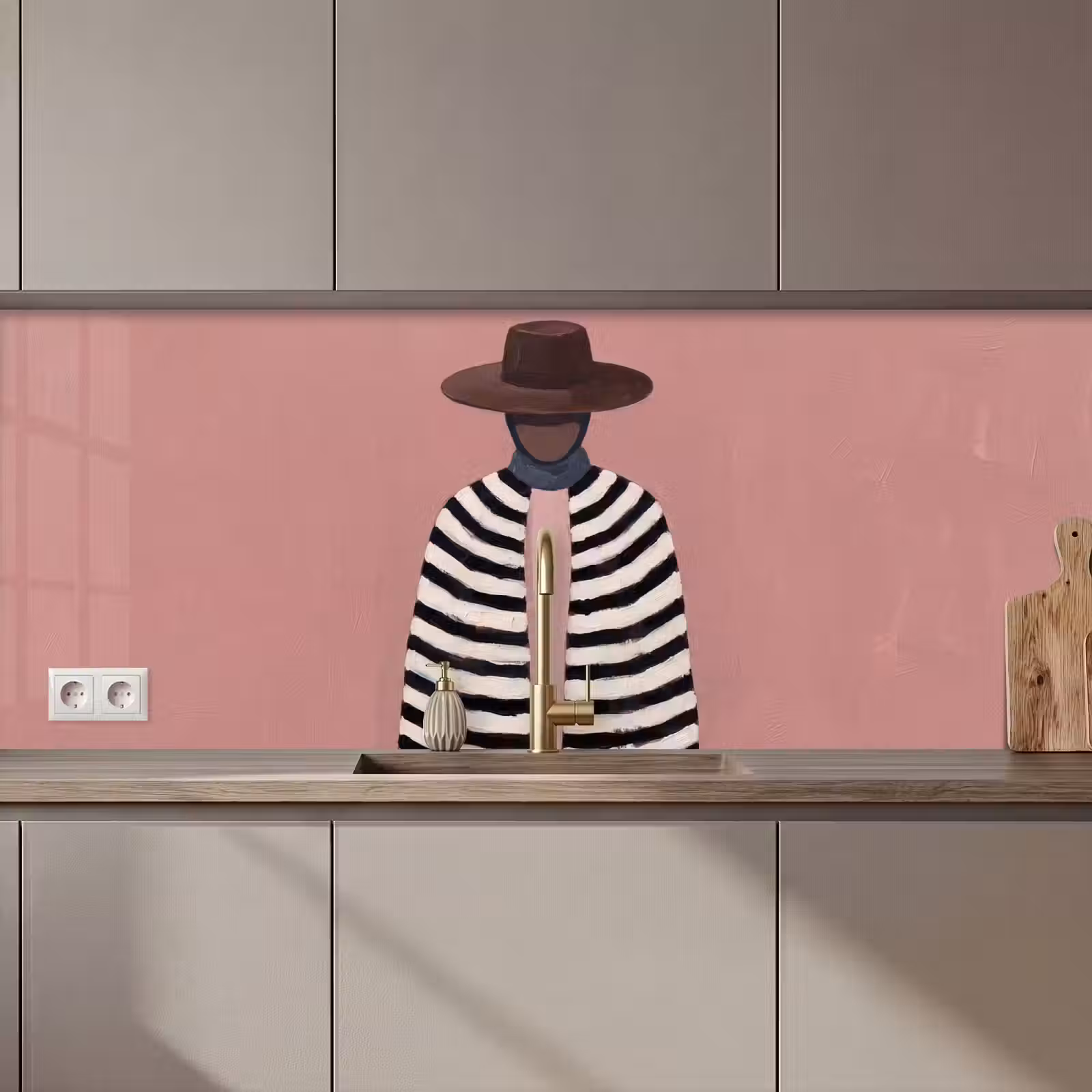 Keuken achterwand - Grafisch - Vrouw - Roze — 1