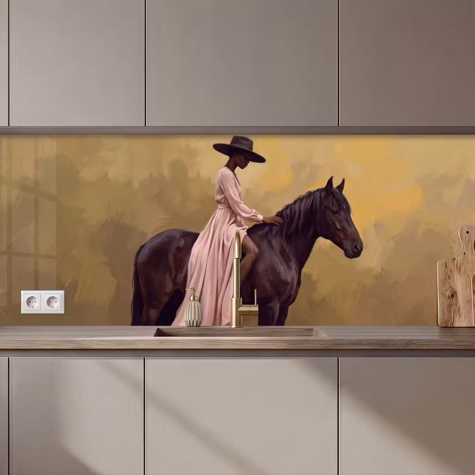 Keuken achterwand - Paard - Klassiek - Oker — 1