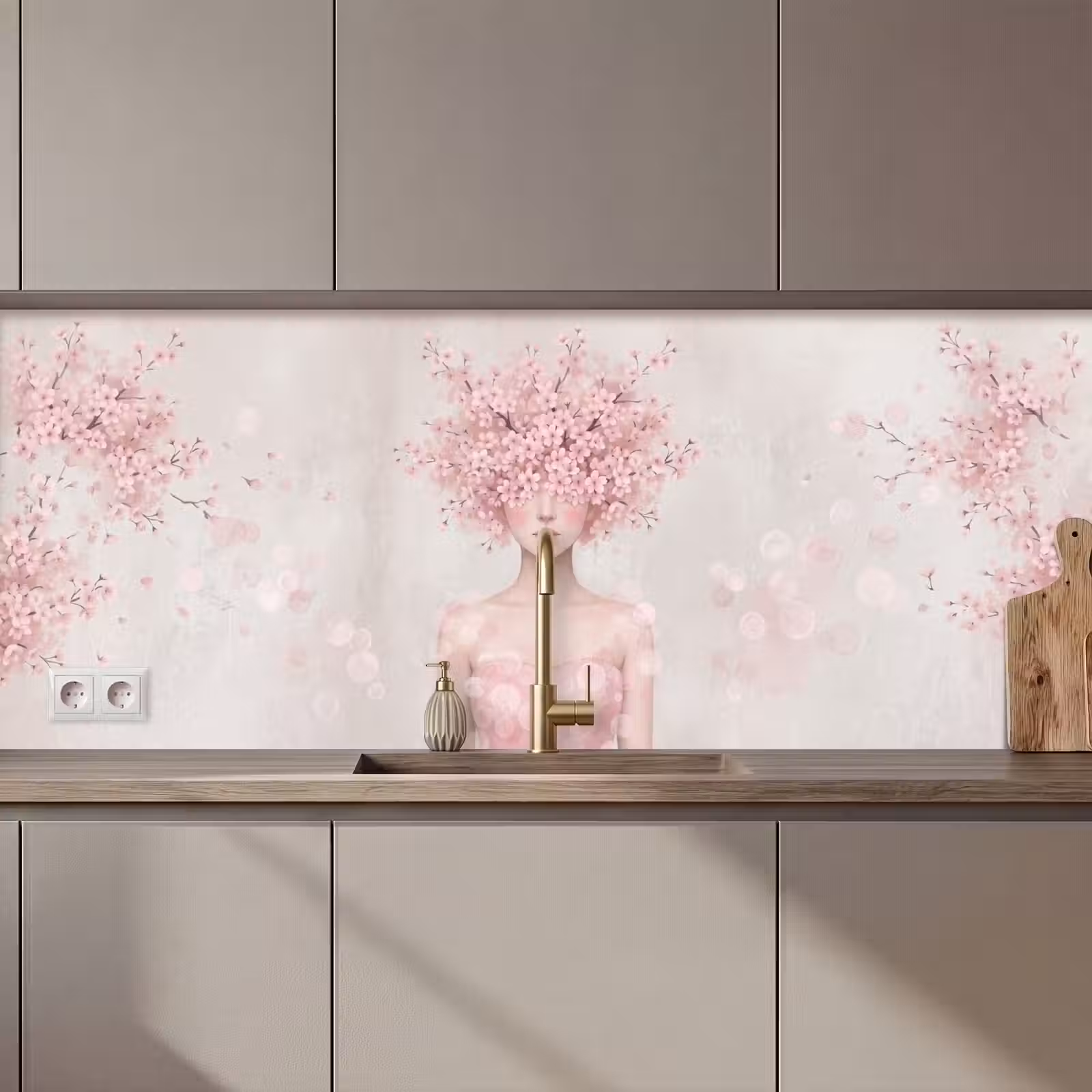 Keuken achterwand - Portret - Kersenbloesem - Roze — 1
