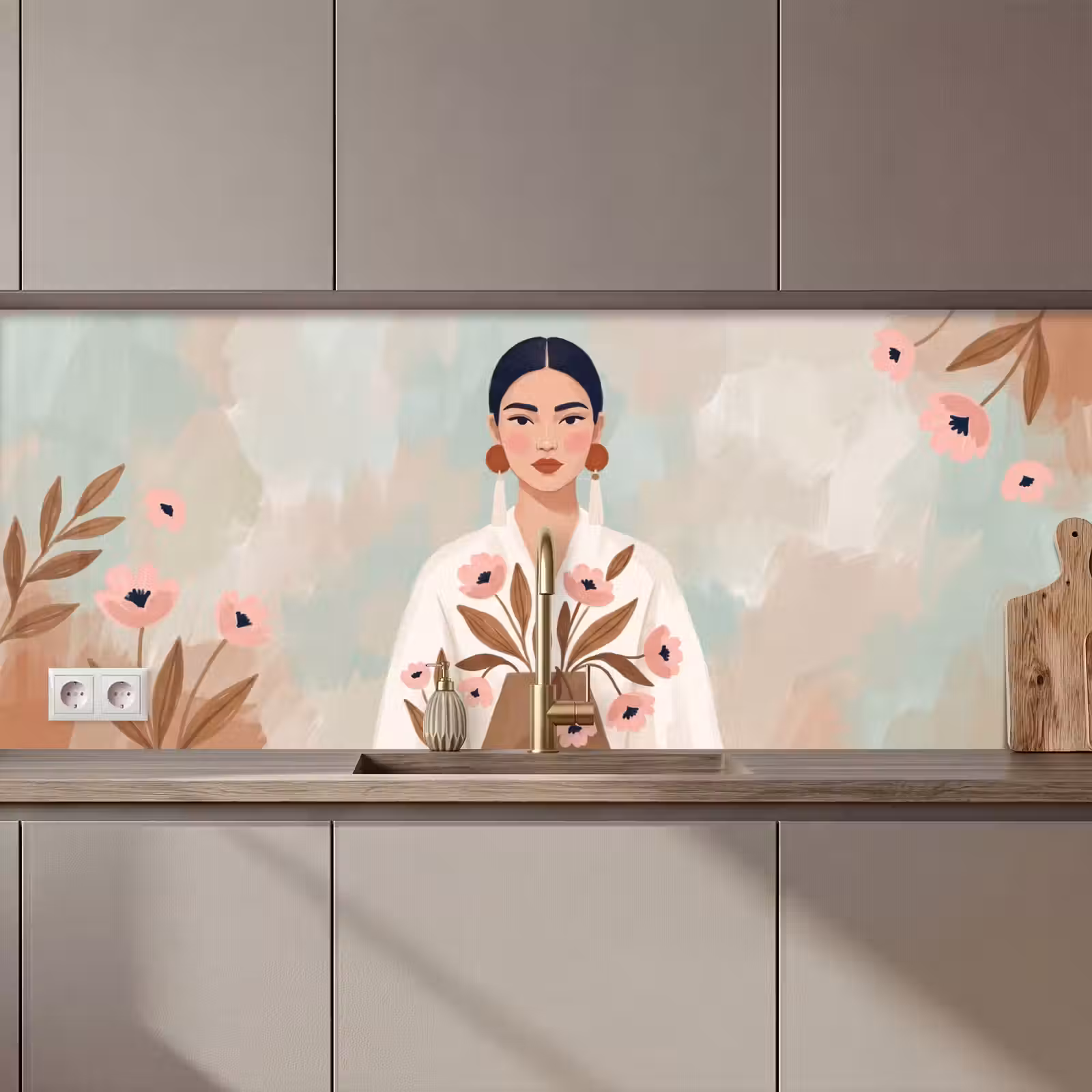 Keuken achterwand - Vrouw - Kimono - Pastel — 1