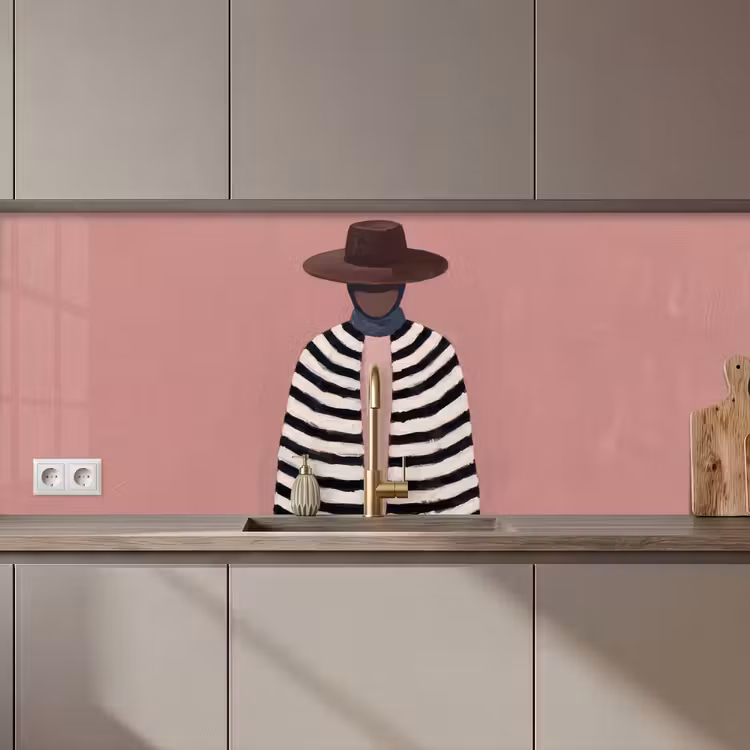 Keuken achterwand - Grafisch - Vrouw - Roze — 1