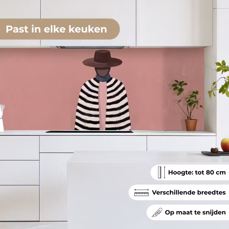 Keuken achterwand - Grafisch - Vrouw - Roze — 4