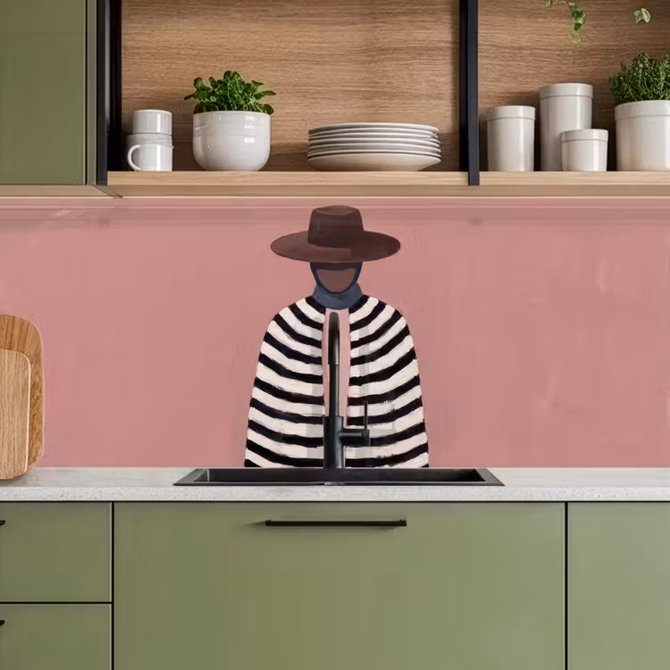 Keuken achterwand - Grafisch - Vrouw - Roze — 5