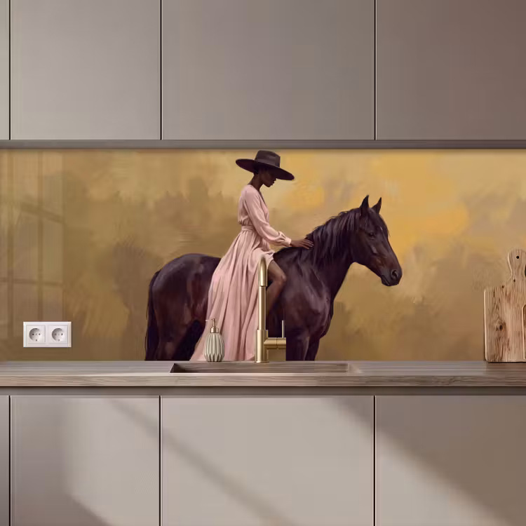 Keuken achterwand - Paard - Klassiek - Oker — 1