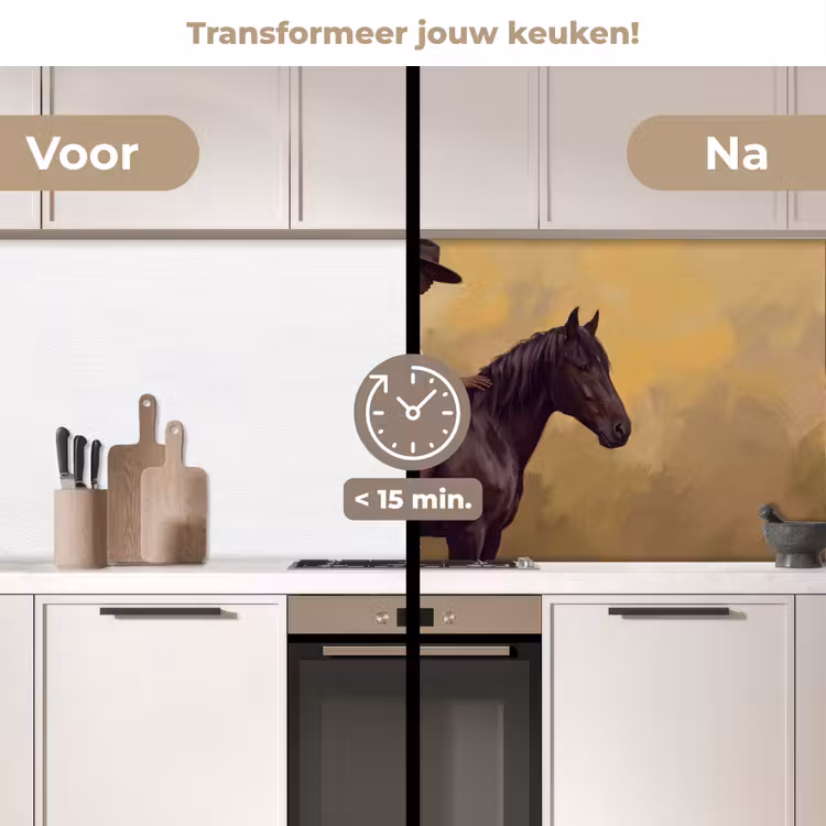 Keuken achterwand - Paard - Klassiek - Oker — 2