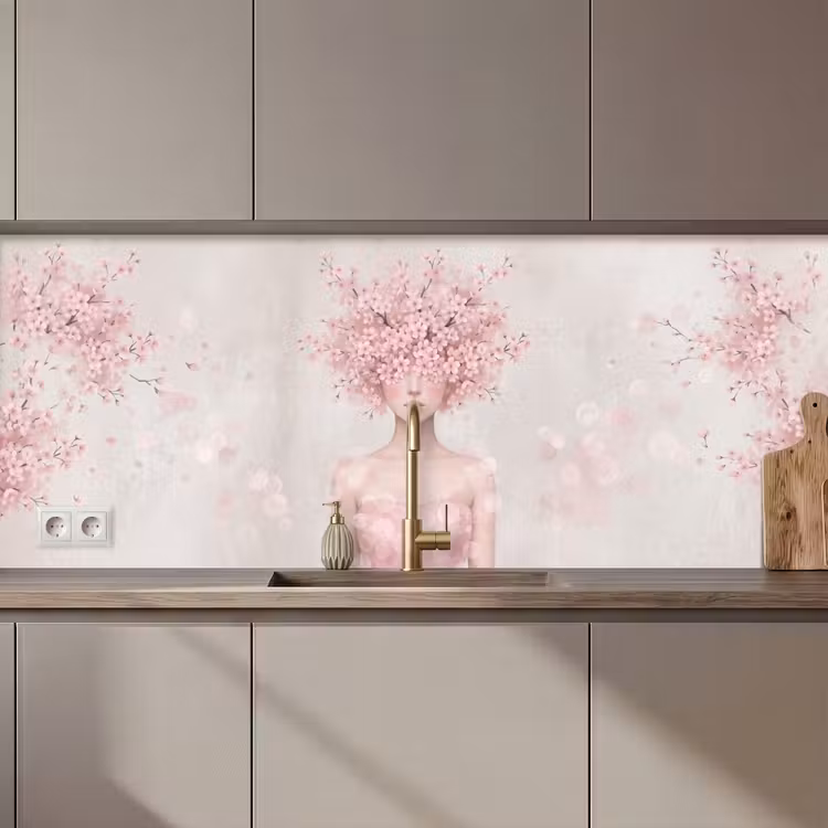 Keuken achterwand - Portret - Kersenbloesem - Roze — 1