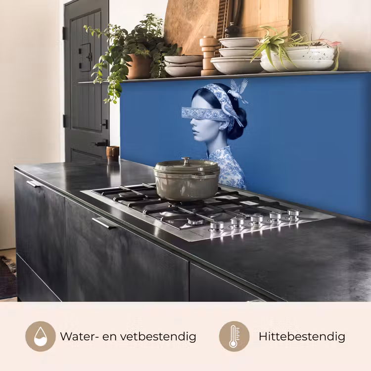 Keuken achterwand - Portret - Klassiek - Wit - Blauw — 3