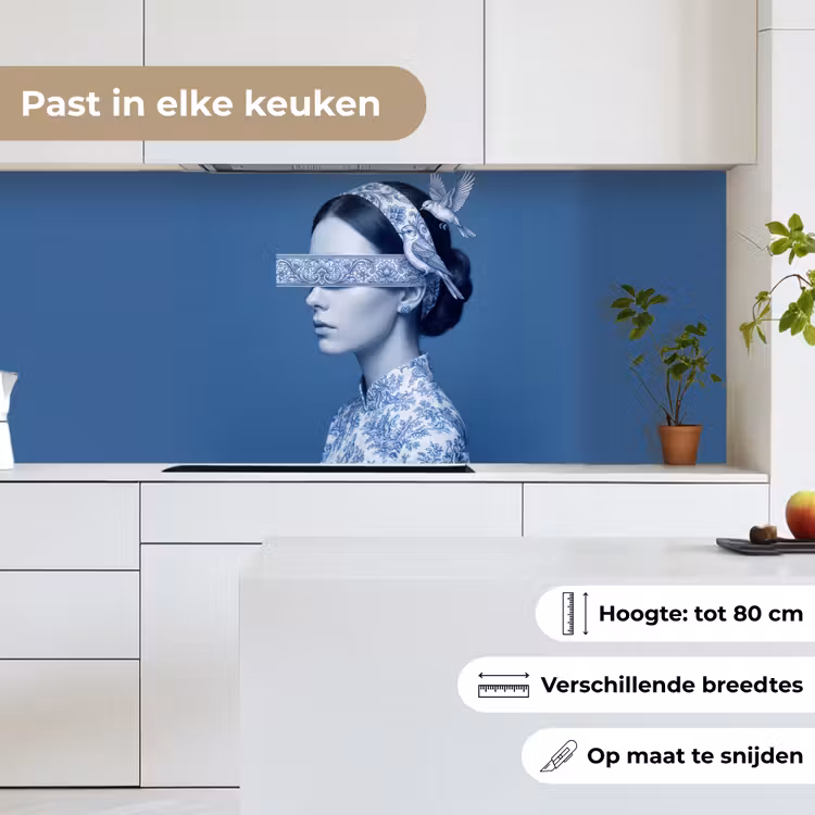 Keuken achterwand - Portret - Klassiek - Wit - Blauw — 4