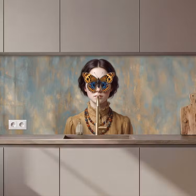 Keuken achterwand - Portret - Vlinder - Kleurrijk — 1