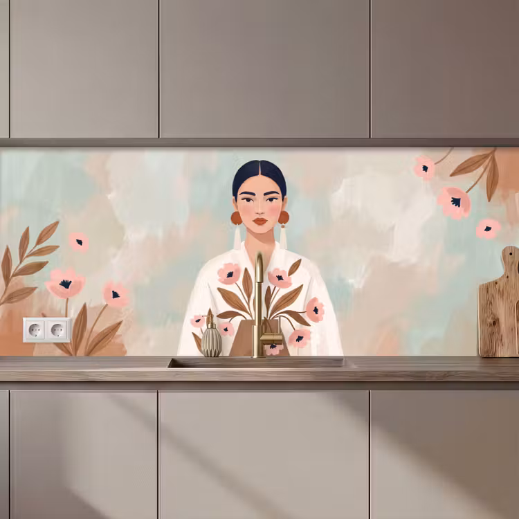 Keuken achterwand - Vrouw - Kimono - Pastel — 1