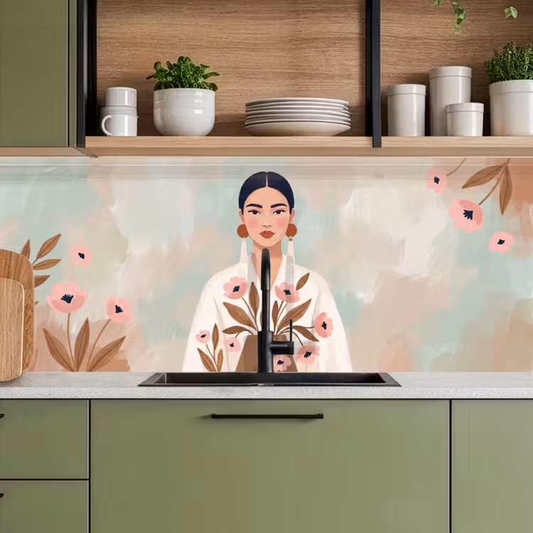 Keuken achterwand - Vrouw - Kimono - Pastel — 5