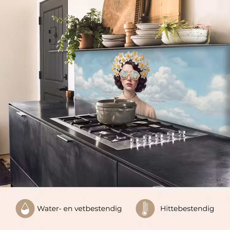Keuken achterwand - Vrouw - Narcissen - Geel — 3