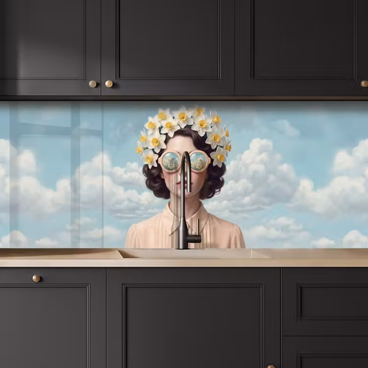 Keuken achterwand - Vrouw - Narcissen - Geel — 6