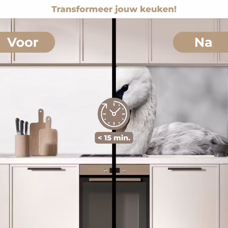 Keuken achterwand - Vrouw - Zwaan - Wit — 2