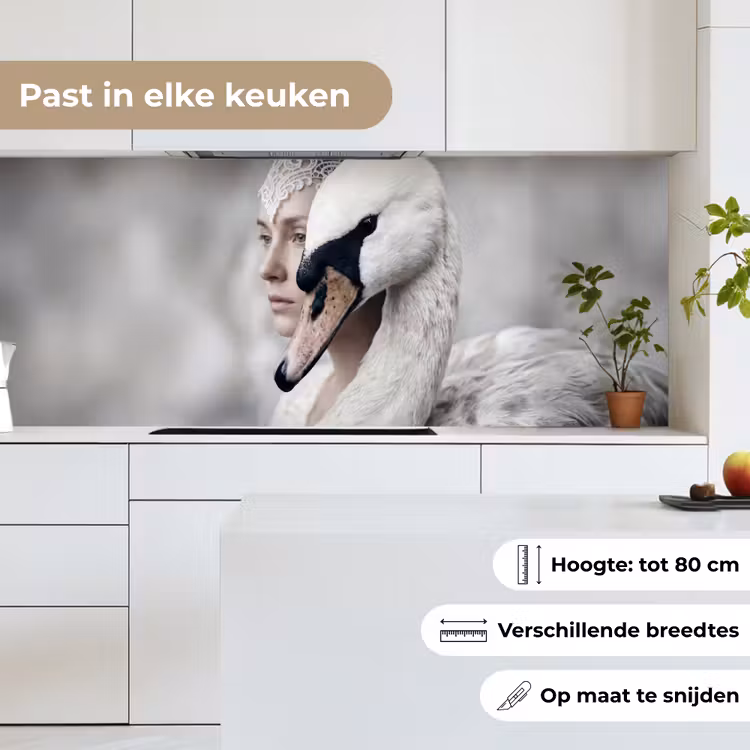 Keuken achterwand - Vrouw - Zwaan - Wit — 4