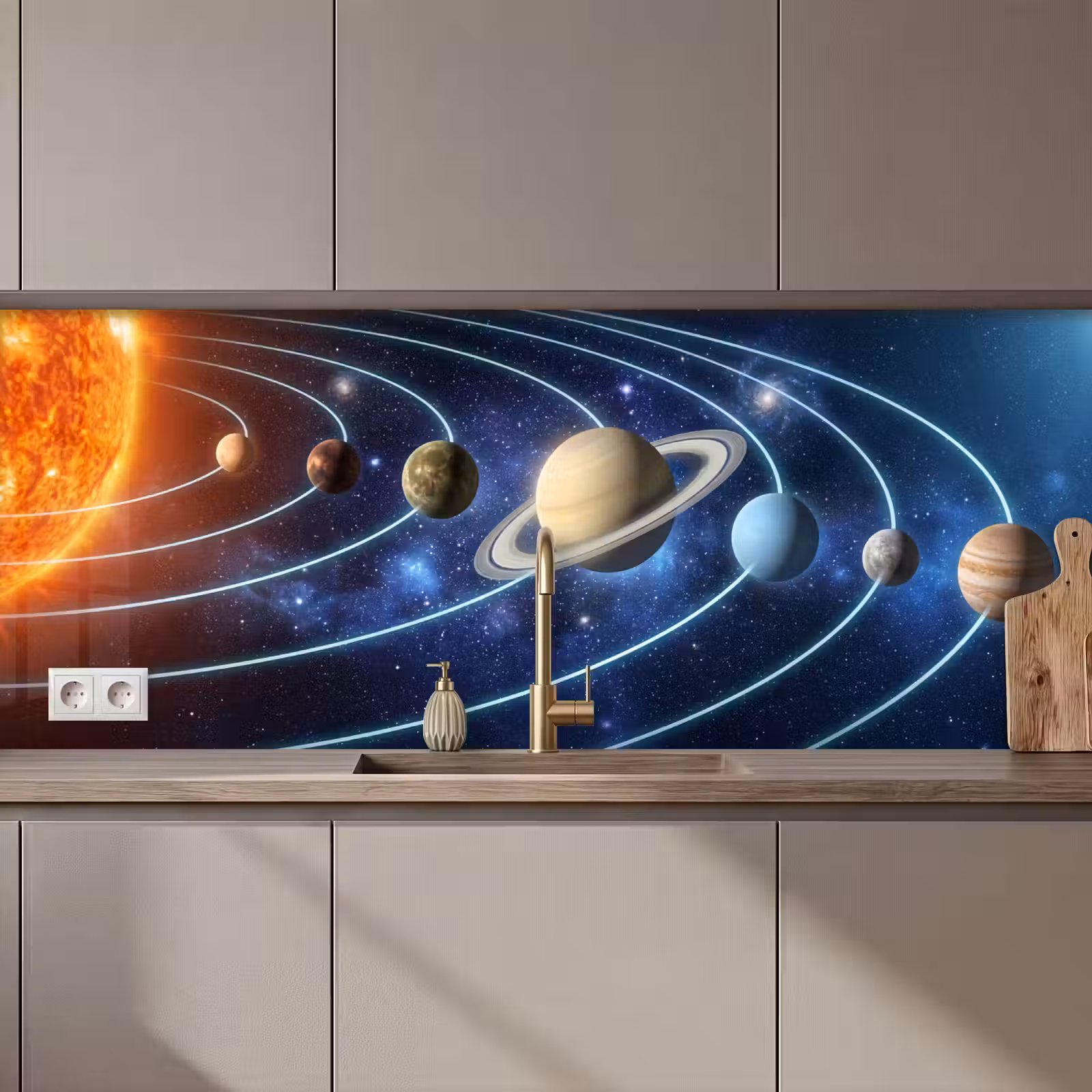 Keuken achterwand - Ruimte - Zonnestelsel - Blauw — 1