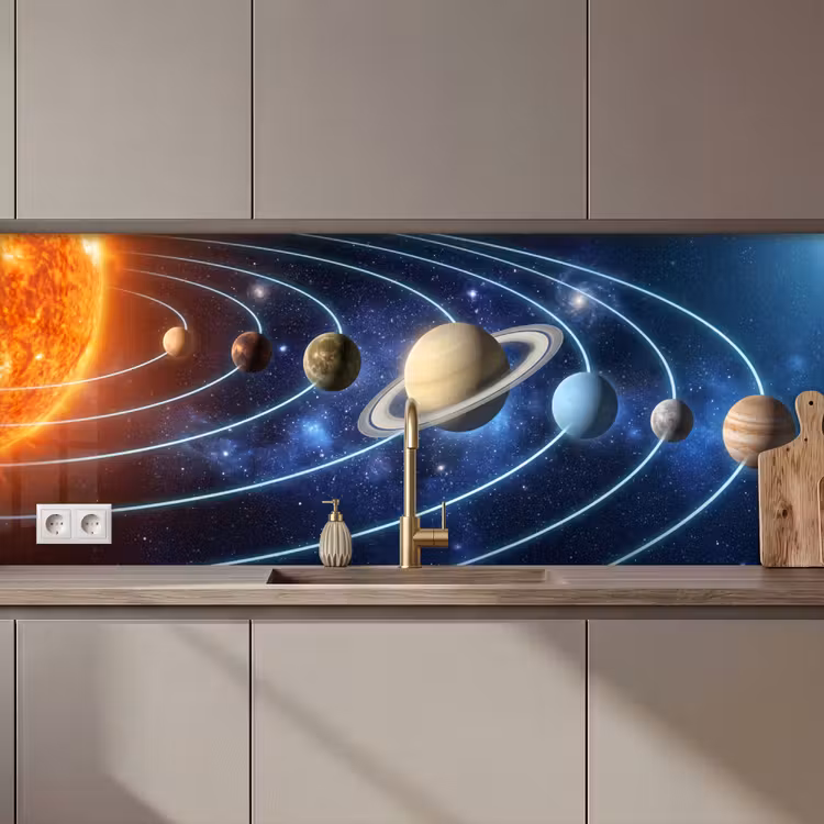 Keuken achterwand - Ruimte - Zonnestelsel - Blauw — 1