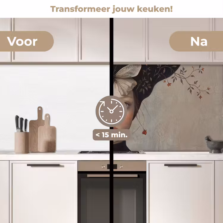 Keuken achterwand - Woman - Butterfly - Art - Classic - Muted — 2